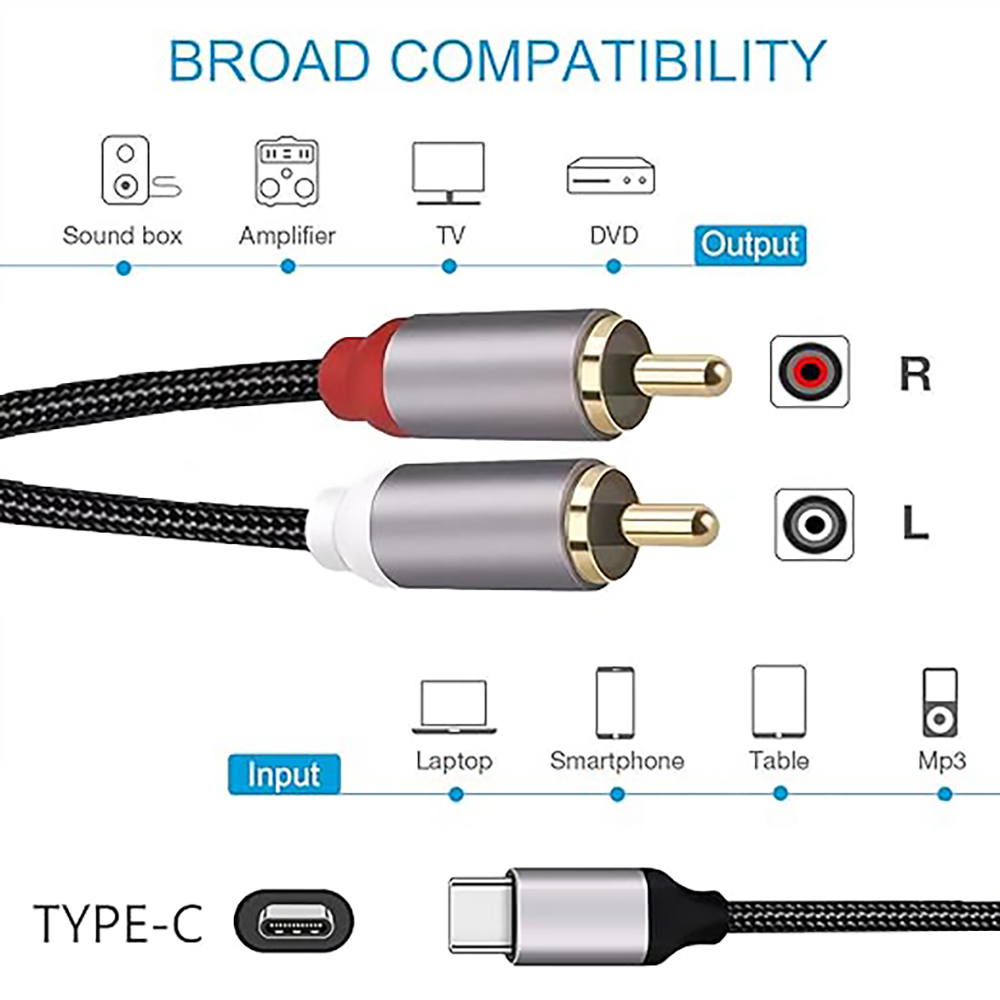 Cable de audio USB C a 2 RCA,  - Audio Home Cinema reseña y precio